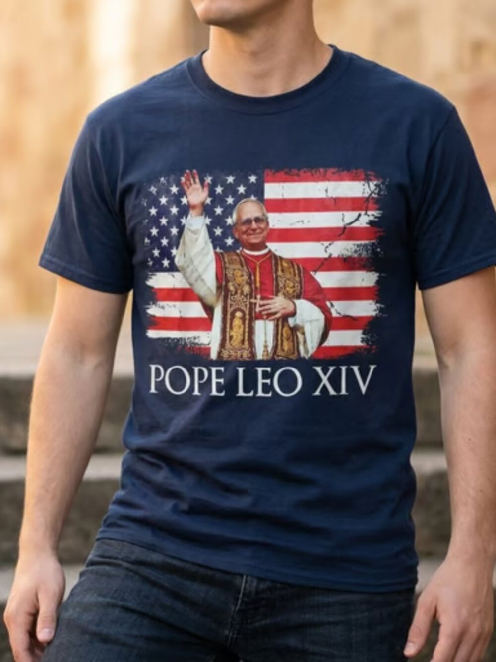 Pope Leo XIV Religious Leadership Navy T-Shirt Size M